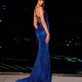 Zaliah Glitter Gown - Cobalt