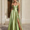 Zephyr Strapless Satin Gown Pistachio Front