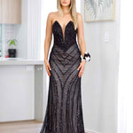 Adaya Strapless Beaded Gown - Black/Nude