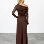 Adriana Long Sleeve Maxi Dress Chocolate Back