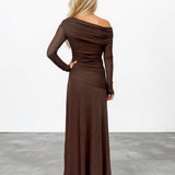 Adriana Long Sleeve Maxi Dress Chocolate Back