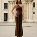 Agatha Mesh Maxi Dress Chocolate front