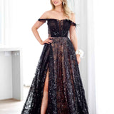 Aisha Feather Sequin Gown - Black and Nude