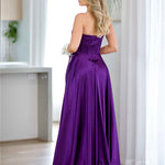 Alexandra Corset Satin Gown - Plum