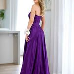 Alexandra Corset Satin Gown - Plum