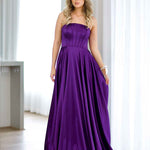 Alexandra Corset Satin Gown - Plum