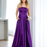 Alexandra Corset Satin Gown - Plum