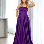 Alexandra Corset Satin Gown - Plum