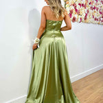 Alexandra Corset Satin Gown - Soft Sage