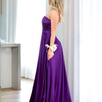 Alexandra Corset Satin Gown - Plum