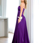 Alexandra Corset Satin Gown - Plum