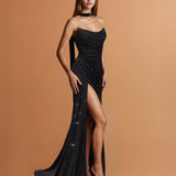 Alice Mesh Corset Gown Black Front