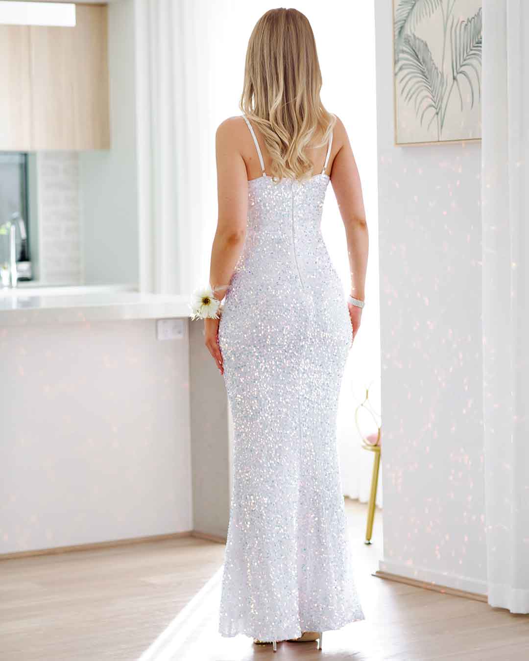 Alyssa Sequin Gown - White