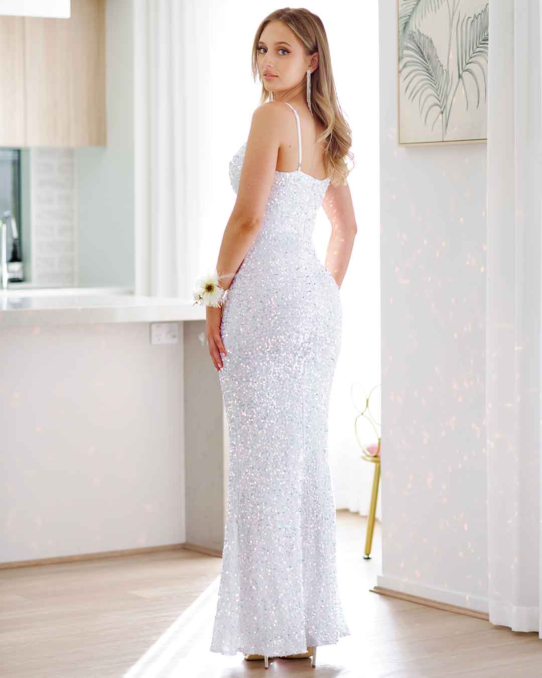 Alyssa Sequin Gown - White