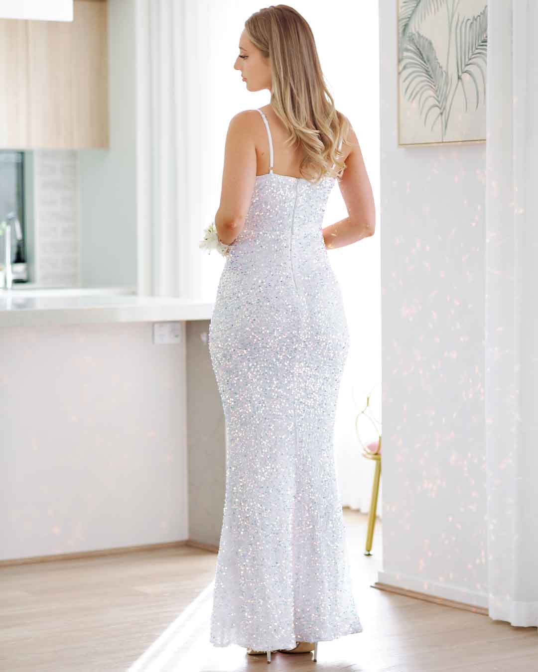 Alyssa Sequin Gown - White