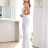 Alyssa Sequin Gown - White