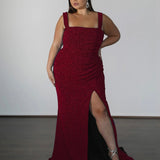 Amber Metallic Jersey Gown - Flame