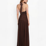 Amelie Mesh Maxi Dress Chocolate back