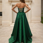 Anabella Strapless Corset Gown Emerald Back