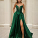 Anabella Strapless Corset Gown Emerald Front