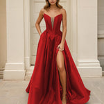 Anabella Red Front Mikado Corset Gown