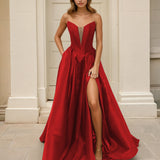 Anabella Red Front Mikado Corset Gown