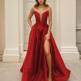Anabella Red Front Mikado Corset Gown