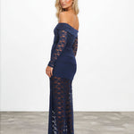 Angelina Long Sleeve Lace Maxi Dress Navy back