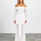 Angelina Long Sleeve Lace Maxi Dress White front