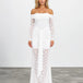 Angelina Long Sleeve Lace Maxi Dress White front