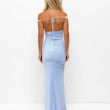 Anora Mesh Maxi Dress Light Blue Back