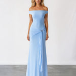 Anora Mesh Maxi Dress Light Blue Front