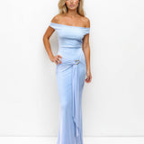Anora Mesh Maxi Dress Light Blue Front