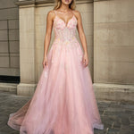 Aphrodite Floral Tulle Gown Light Pink Front