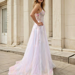 Aphrodite Floral Tulle Gown Light Pink Back