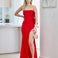 Arabella Strapless Satin Gown - Red