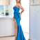 Arabella Strapless Satin Gown - Teal Blue