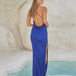 Aries Beaded Mesh Gown - Cobalt
