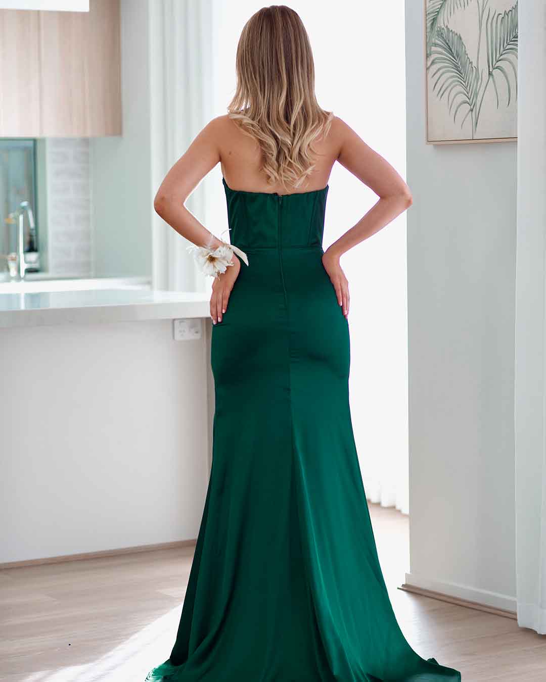 Armani Corset Satin Gown - Emerald