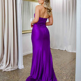 Arya Strapless Satin Gown - Purple