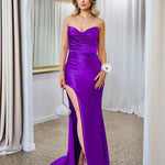 Arya Strapless Satin Gown - Purple