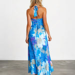 Audrey Halterneck Maxi Dress Blue Print Back