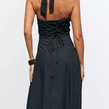 Audrey Halterneck Maxi Dress - Black