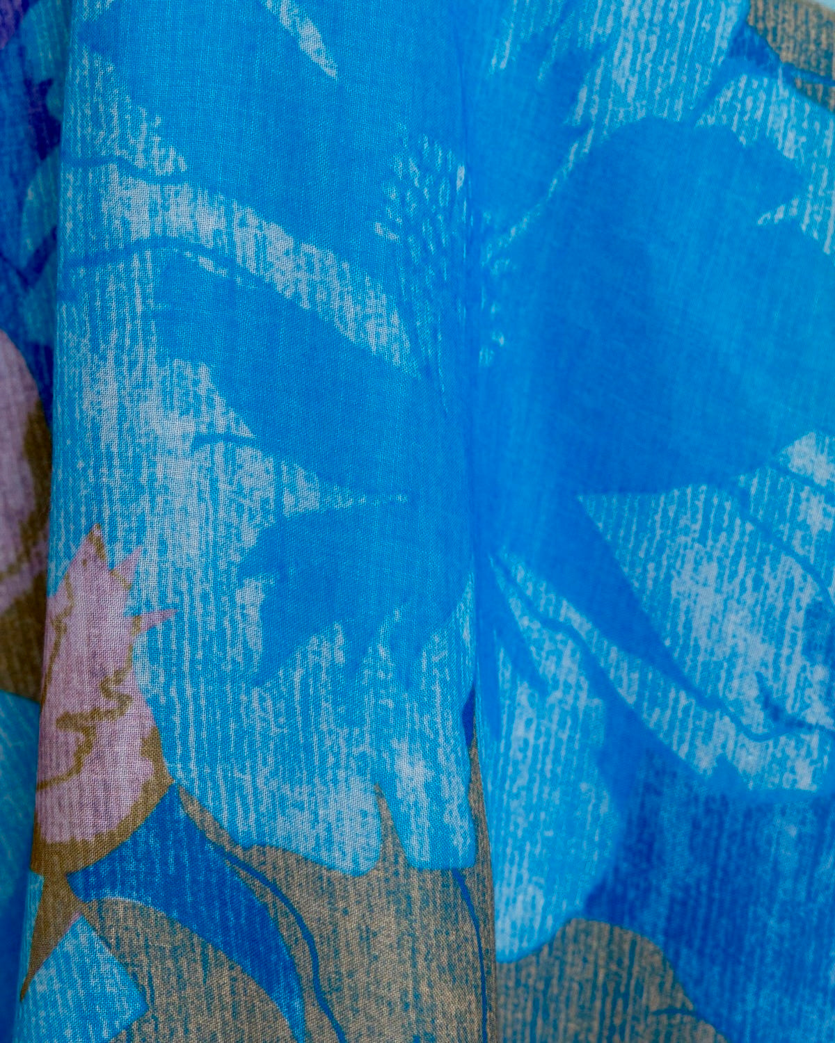 Audrey Halterneck Maxi Dress Blue Print fabric
