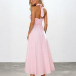 Audrey Halterneck Maxi Dress Pink Back