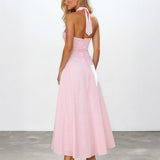 Audrey Halterneck Maxi Dress Pink Back