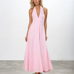 Audrey Halterneck Maxi Dress Pink front