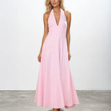 Audrey Halterneck Maxi Dress Pink front
