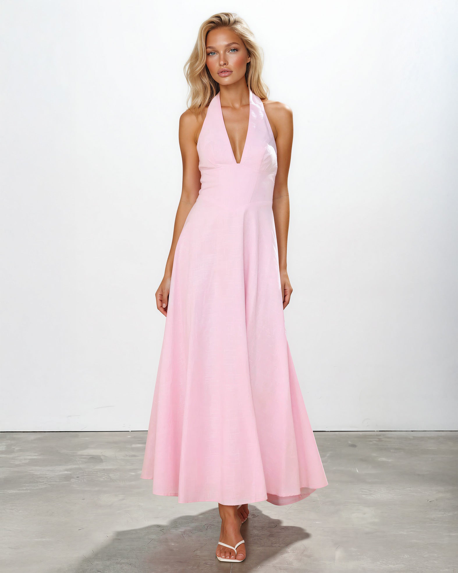 Audrey Halterneck Maxi Dress Pink front