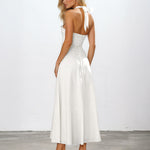 Audrey Halterneck Maxi Dress White back